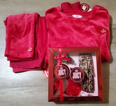 Juicy Couture Velour Track Jump Suit Pullover Top Pants Accessory Kit Girl Large - £62.90 GBP