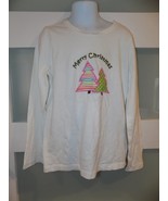 Faded Glory White LS Merry Christmas Shirt Size M (7/8) Girl&#39;s PLAY SHIRT - $6.11 CAD