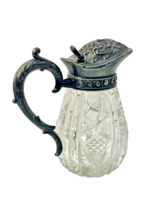 ABPCG American Brilliant Period Cut Glass Syrup Pitcher Silver Plate - £86.47 GBP