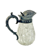 ABPCG American Brilliant Period Cut Glass Syrup Pitcher Silver Plate - £85.34 GBP