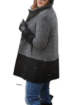 Nine West Gray &amp; Black Single Breasted Tweed Pea Coat Two Tone Size XS - £17.22 GBP