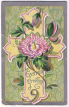 Berlin Ontario Postmark 1909 Easter Postcard Embossed Cross Lily Pad - £1.60 GBP