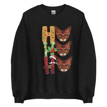 HO HO HO Santa Abyssinian Christmas Sweatshirt | Cat Lover Unisex Sweatshirt Bla - £23.48 GBP+