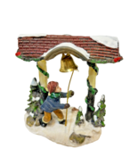 Vintage Christmas Village Boy Bell Ringer Heavy Resin Figurine 3.5 x 3 x 2&quot; - $14.83