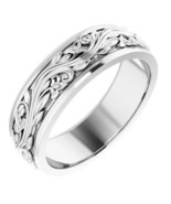 14k White Gold 7 mm Sculptural Design Wedding Band - $2,669.00+
