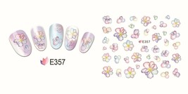 Nail Art 3D Decal Stickers Watercolored Multicolored Flowers E357 - £2.54 GBP
