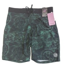 Psycho Tuna Mens Size 33 Lined Swim Board Shorts Recycle Tuna Black Green - £16.94 GBP