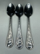 3 Cambridge Frosted Snowman Flatware Christmas Dinner Spoons - £12.74 GBP