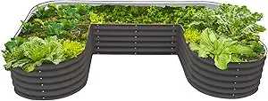 17 Tall U Shape Raised Garden Bed Metal Raised Planter Bed for Modern Gray - $737.39 CAD