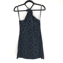 Wild Fable Mini Dress Halter Velvet Paisley Geometric Slit Black Stretch Size S - £9.86 GBP
