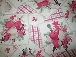 3406 Vtg Mixed Fruit On Plaid Drapery Upholstery Cotton FABRIC-45&quot; X 9-1/4 Yds. - £47.01 GBP