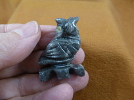 Y-BIR-OW-37) Baby Gray Horned Owl Carving Soapstone Peru I Love Little Owls - £6.82 GBP
