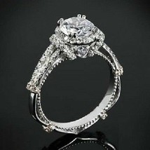 Engagement Ring 2.60Ct Round Cut Simulated Diamond Solid 14k White Gold Size 8 - £219.50 GBP