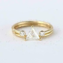 2CT Trillion Cut VVS1 Diamond Anniversary Simple Ring Band 14K Yellow Gold Finis - £75.70 GBP