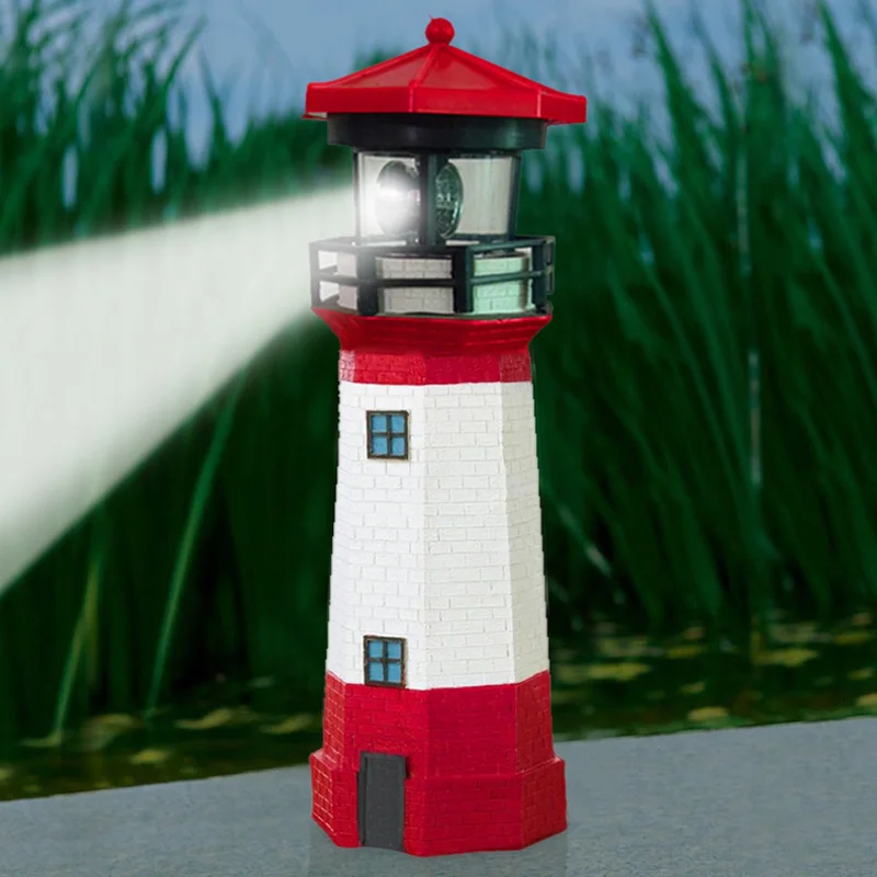 Solar Powered Lighthouse with Rotating Lamp Bulb Garden Ornament Patio L... - $139.58