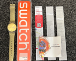 SWATCH WATCH Mens 2015 Day/Date Wristwatch - SUOR103 - Glittery Gold - New! - $87.07