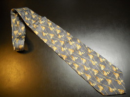 Joseph Abboud Neck Tie Design No 71212 Greys Italian Leaves Vines Golden Browns - £10.44 GBP