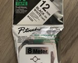 Brother P-Touch Thermal Label Tape 12 mm x 8m Black on White M-K231 NEW - $7.93