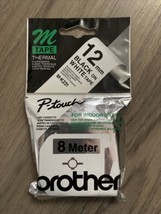 Brother P-Touch Thermal Label Tape 12 mm x 8m Black on White M-K231 NEW - $7.93