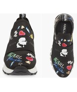 Karl Lagerfeld MATTIA Embroidered Logo Eiffel Tower Etc Knit Shoes Wm&#39;s ... - $110.99