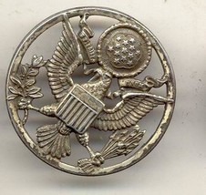 Army Hat badge silver color 13/4&quot; wide vintage   inv 3 - $19.99