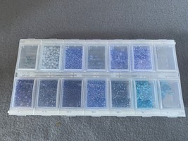 Large Craft Mates Organizer with Assorted Blue Glass Beads Collection - $17.06