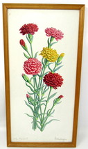 Carnations Water Color Painting Wood Frame 12&quot; x 7&quot; Dietershagen Germany Vintage - £134.11 GBP