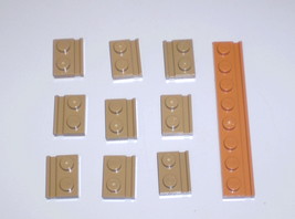 10 Used Lego 1x2 -1x8  Dark Tan Plate With Door Rail  32028 - 4510 - £7.82 GBP