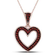 10k Rose Gold Red Diamond Heart Pendant Charm 1/10cttw - £166.15 GBP