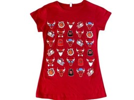 Chicago Bulls Little Icon Logos Red Short Sleeve Shirt Top Juniors X-Large - $11.75