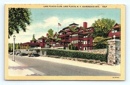 Postcard 1934 New York Lake Placid Club Adirondack Mts N.Y. Vintage Cars Flag - £3.83 GBP