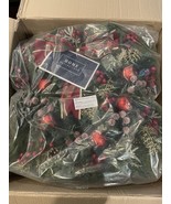 New Home Reflections 22&quot; Wreath with Red/Green Plaid Ribbon H227277 - $68.13 CAD