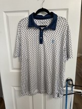 IZOD Golf Polo Shirt Mens 2XL XXL Blue Pineapples White Stretch - $16.83