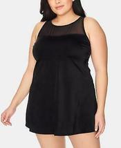 Swim Solutions Plus Size Mesh-Trim Tummy-Control Swimdress,Size 24W - £54.93 GBP