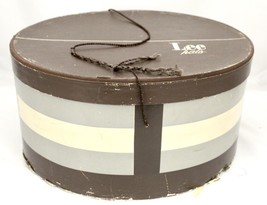 Retro Lee Hat Box Mens Oval Brown Taupe Vintage Early 1940s 14&quot; x 7&quot; St... - $52.57