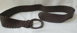 Women Size to 35&quot; Waist Belt  Braided Leather look  Brown Wrapped buckle - £8.03 GBP