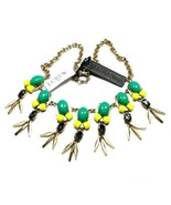 J CREW Green Statement Collar Necklace Rhinestone Beads Gold Tone Accent... - £12.42 GBP