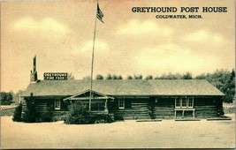Greyhound Post House post Office Coldwater Michigan MI Vtg Postcard UNP Unused - £3.26 GBP