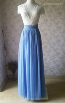 DUSTY BLUE Tulle Maxi Skirt Full Length Plus Size Wedding Bridesmaid Outfit