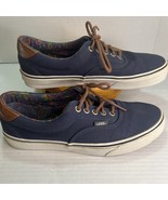 VANS Off The Wall Navy and Brown Leather Sz Men 8.5 Women 10 Sneakers Lo... - $659.71 MXN