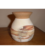 Pottery vase made by the Potters Hand, in tans and rust. - £11.85 GBP
