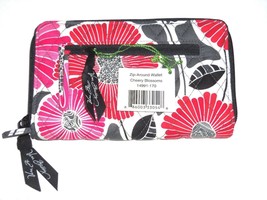 Vera Bradley Cherry Blossoms Zip Around Wallet Wristlet New - £47.92 GBP