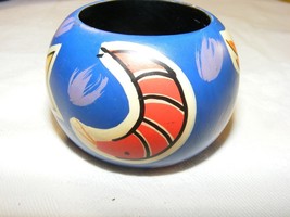 Vintage 4 Wooden Napkin Rings Blue with Star Crab Sea Shell Crawfish Sym... - $276.49 MXN