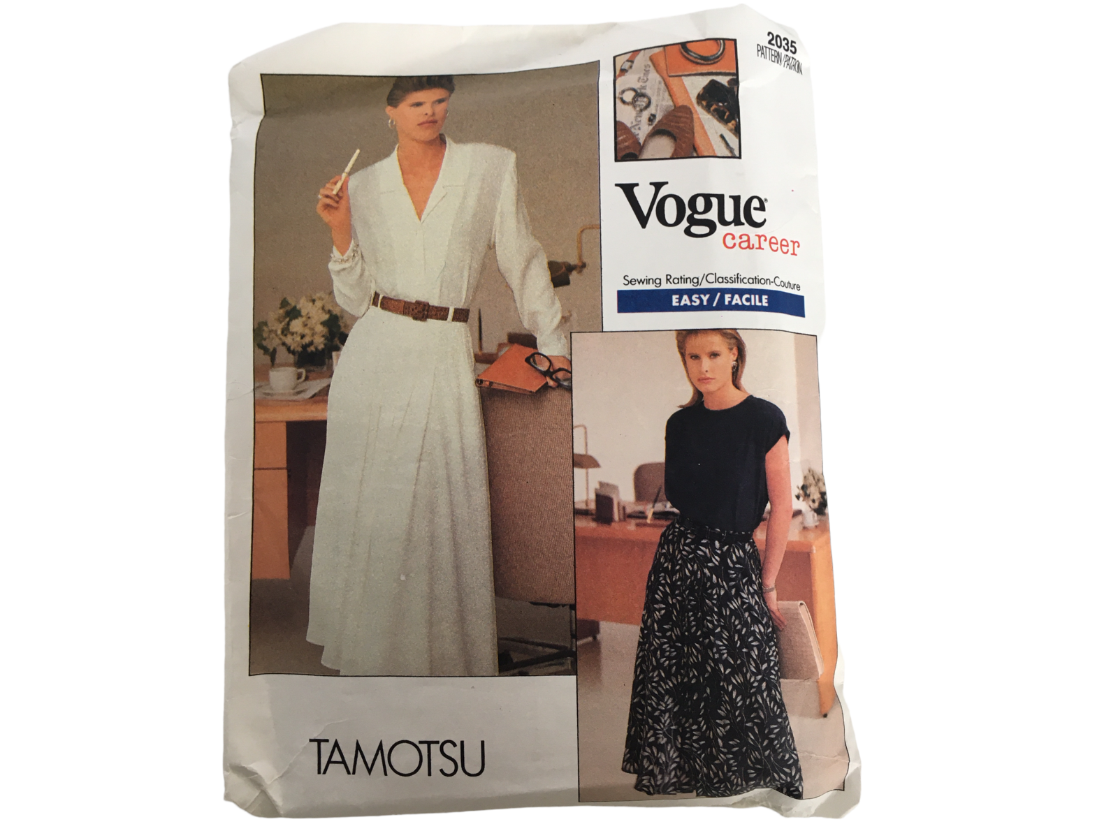 Vogue Sewing Pattern 2035 Tamotsu Career Top Skirt Outfit 1980s Easy UC 8 10 12 - £3.93 GBP