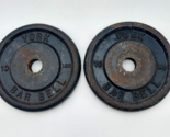 Vtg YORK Bar Bell Standard Weight Plates 2 - 10lb 1&quot; Hole Cast Iron Pig ... - $47.88