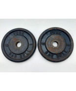 Vtg YORK Bar Bell Standard Weight Plates 2 - 10lb 1&quot; Hole Cast Iron Pig ... - £37.66 GBP