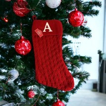 Holiday Time 19&quot; Knit Monogram Christmas Stocking, Letter &quot;A&quot; Red White ... - £13.64 GBP