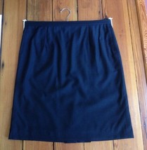 Portara Germany Black Crepe Wool Fully Lined Pencil Skirt 34&quot; Waist Pock... - $59.39