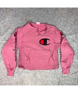 Champion Women Sweatshirt Small Pink Black Pockets Reverse Weave Distres... - $24.98