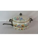 ASTA GERMAN ENAMELWARE COOKWARE 3 PCS. POT SKILLET LID BRASS HANDLES DHA301 - $65.00